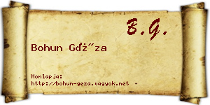 Bohun Géza névjegykártya