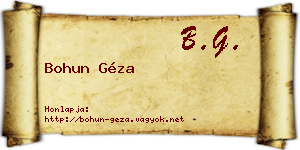 Bohun Géza névjegykártya