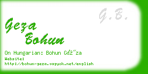 geza bohun business card